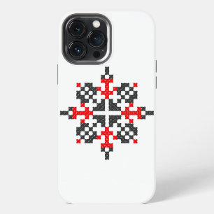 Ukrainian folk pattern in black and red. Ukraine iPhone 13 Pro Max Case