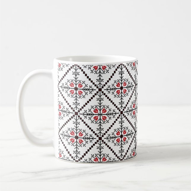 ukrainian folk seamless pattern ornament coffee mug (Left)