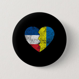 Ukrainian French Flags Heart France Ukraine Roots 6 Cm Round Badge