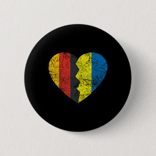 Ukrainian German Flag Heart Germany Ukraine Flag R 6 Cm Round Badge