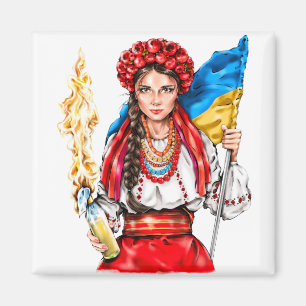 Ukrainian Girl Fighting for Freedom Magnet