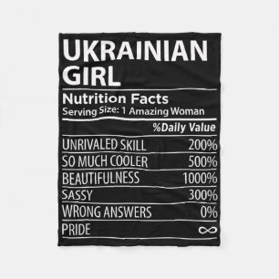 Ukrainian Girl Nutrition Facts Funny Womens Ukrain Fleece Blanket