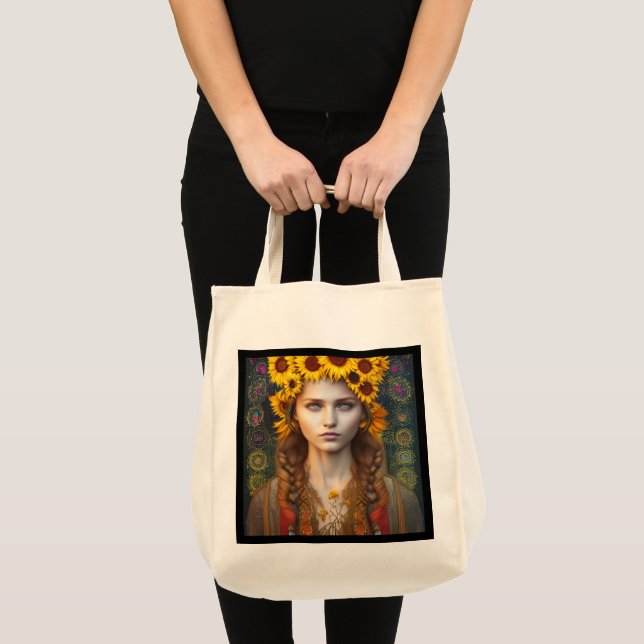 Ukrainian Girl of Amulets & Sunflowers   Tote Bag (Front (Product))