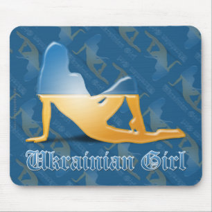 Ukrainian Girl Silhouette Flag Mouse Pad