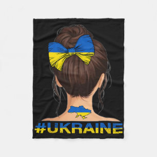 Ukrainian Girl - Ukraine Flag Messy Bun  Fleece Blanket