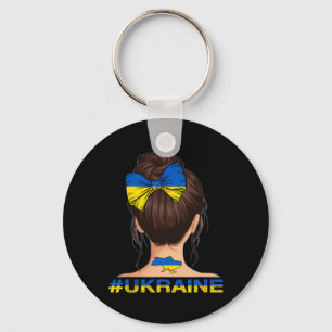Ukrainian Girl - Ukraine Flag Messy Bun Key Ring