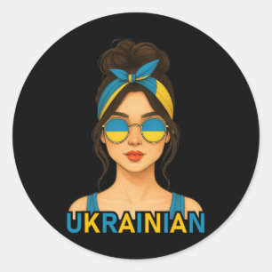 Ukrainian Girl Ukraine Flag Ukrainian Girlfriend W Classic Round Sticker