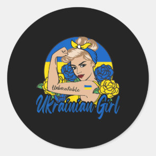Ukrainian Girl Ukraine Woman Ukrainians Flag Classic Round Sticker