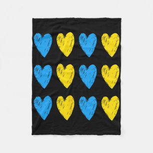 Ukrainian Hearts Support Ukraine Blue Yellow Flag  Fleece Blanket