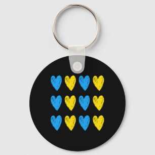 Ukrainian Hearts Support Ukraine Blue Yellow Flag  Key Ring