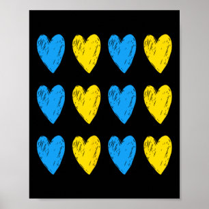 Ukrainian Hearts Support Ukraine Blue Yellow Flag Poster