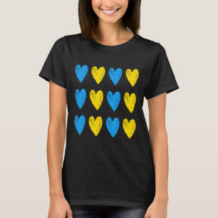 Ukrainian Hearts Support Ukraine Blue Yellow Flag  T-Shirt