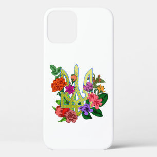 Ukrainian heraldry trident tryzub blooming flowers iPhone 12 case