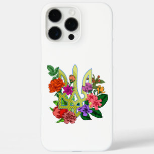 Ukrainian heraldry trident tryzub blooming flowers iPhone 16 pro max case