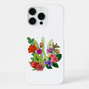 Ukrainian heraldry trident tryzub blooming flowers iPhone 16 pro max case