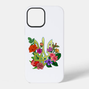 Ukrainian heraldry trident tryzub blooming flowers iPhone 12 case