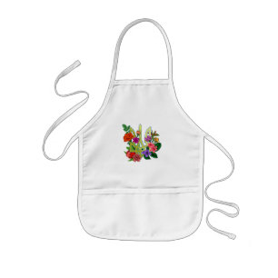 Ukrainian heraldry trident tryzub blooming flowers kids apron