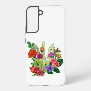 Ukrainian heraldry trident tryzub blooming flowers samsung galaxy case