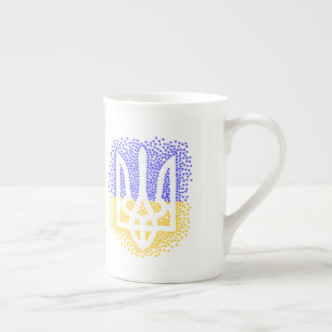 Ukrainian heraldry trident tryzub scattering stars bone china mug