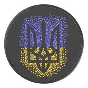 Ukrainian heraldry trident tryzub scattering stars hockey puck
