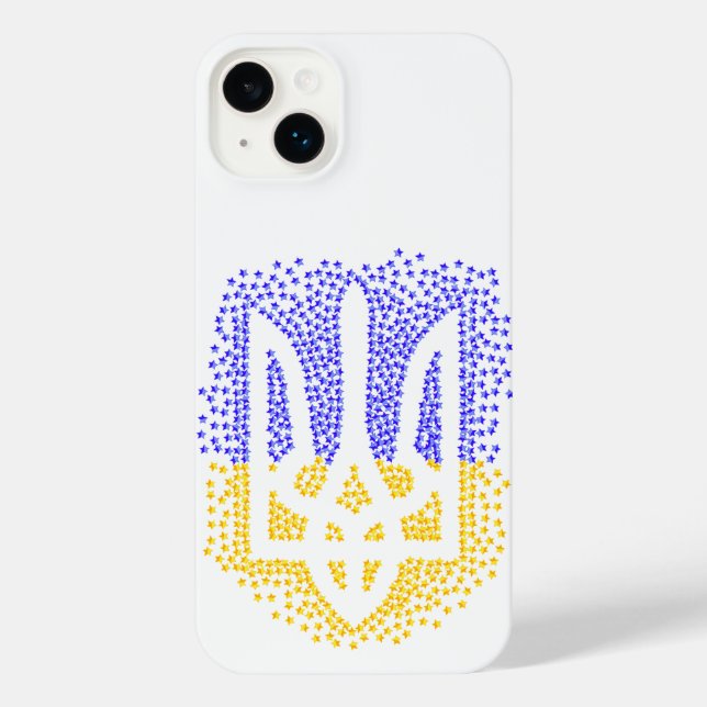 Ukrainian heraldry trident tryzub scattering stars iPhone case (Back)