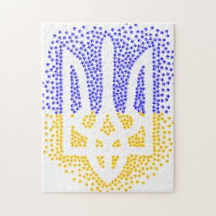 Ukrainian heraldry trident tryzub scattering stars jigsaw puzzle