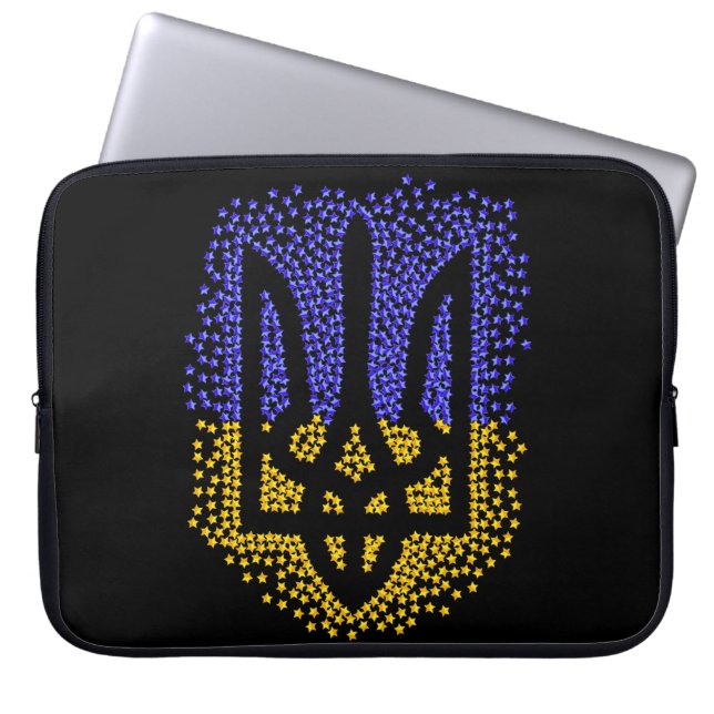 Ukrainian heraldry trident tryzub scattering stars laptop sleeve (Front)