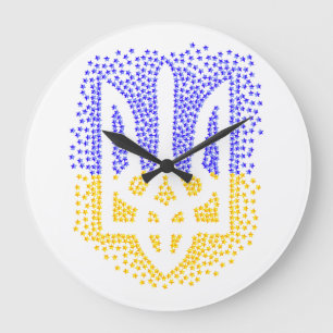 Ukrainian heraldry trident tryzub scattering stars large clock