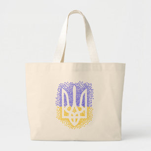 Ukrainian heraldry trident tryzub scattering stars large tote bag