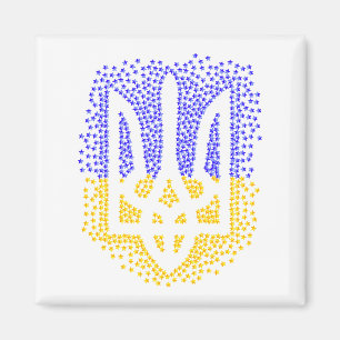 Ukrainian heraldry trident tryzub scattering stars magnet