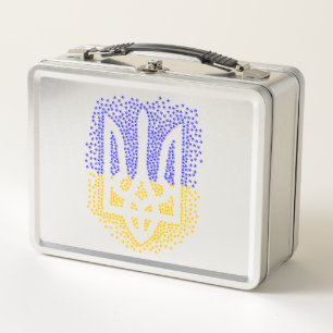 Ukrainian heraldry trident tryzub scattering stars metal lunch box
