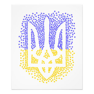 Ukrainian heraldry trident tryzub scattering stars photo print