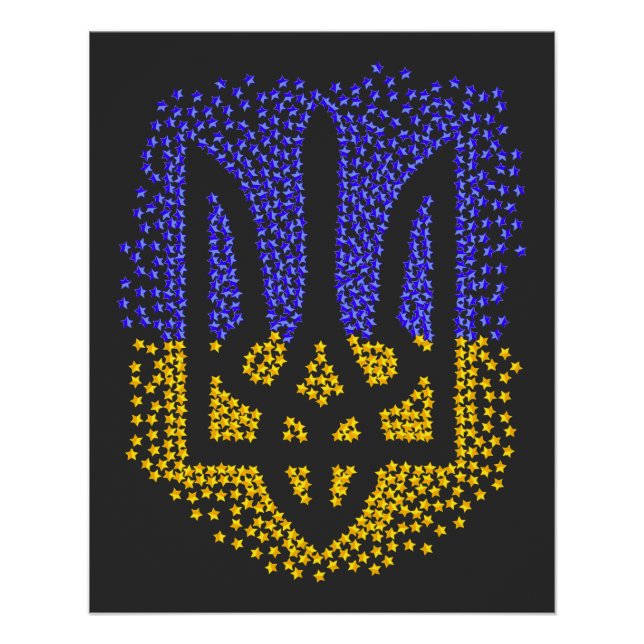 Ukrainian heraldry trident tryzub scattering stars poster (Front)