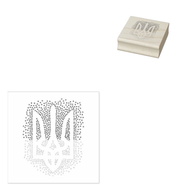 Ukrainian heraldry trident tryzub scattering stars rubber stamp (Stamped)