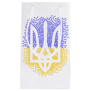 Ukrainian heraldry trident tryzub scattering stars small gift bag