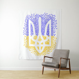 Ukrainian heraldry trident tryzub scattering stars tapestry