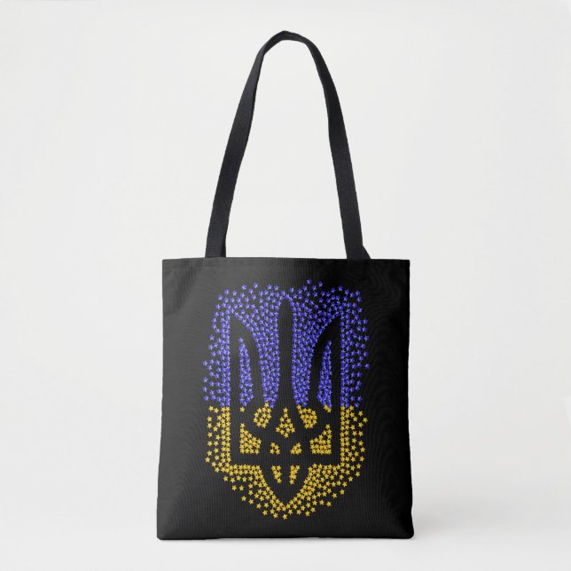 Ukrainian heraldry trident tryzub scattering stars tote bag (Front)