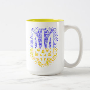 Ukrainian heraldry trident tryzub scattering stars Two-Tone coffee mug