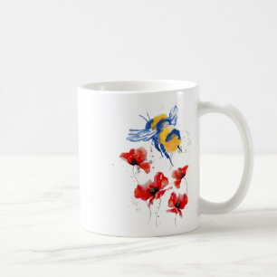 Ukrainian Hive Honey Bees Collect Pollen From Popp Coffee Mug