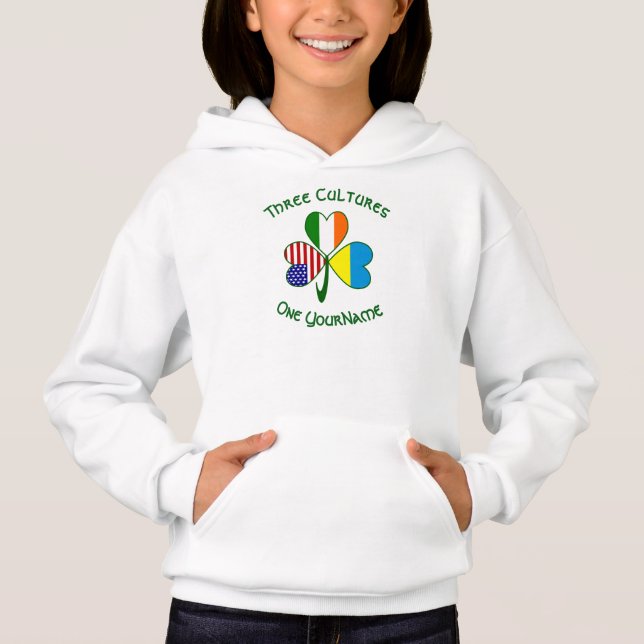 Ukrainian Irish USA Flags Shamrock Personalised (Front)
