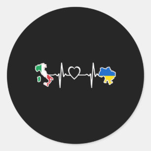 Ukrainian Italian Flag - Ukraine Italy Heartbeat Classic Round Sticker