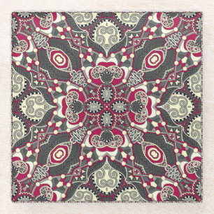 Ukrainian Karakoko: Silk Neck Scarf Design Glass Coaster