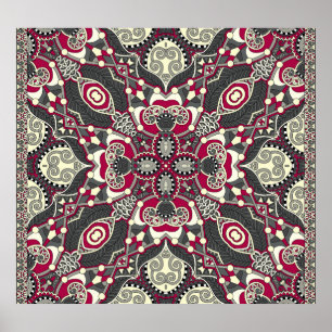 Ukrainian Karakoko: Silk Neck Scarf Design Poster