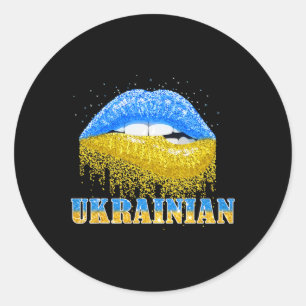 Ukrainian Lips Ukraine Flag Girls Women Classic Round Sticker