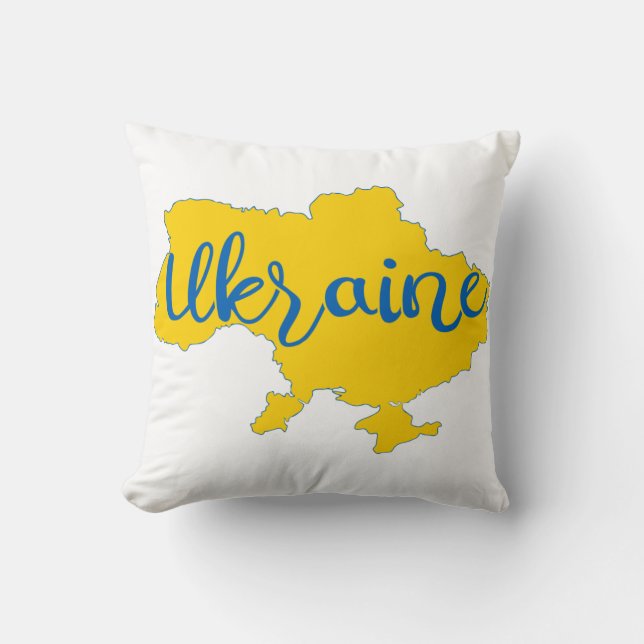 Ukrainian map and lettering  cushion (Front)