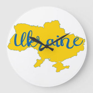 Ukrainian map and lettering  large clock