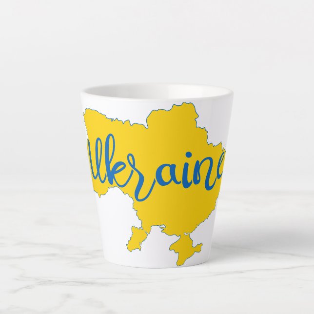 Ukrainian map and lettering  latte mug (Front)