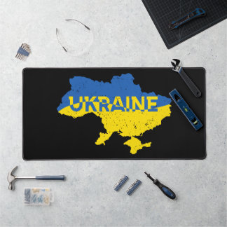 Ukrainian map. Ukrainian flag. Ukraine Desk Mat