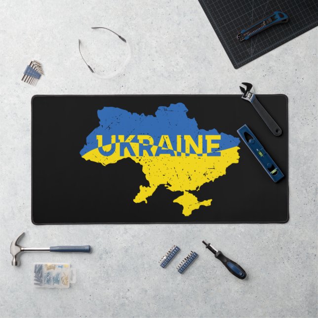 Ukrainian map. Ukrainian flag. Ukraine Desk Mat (Workstation)