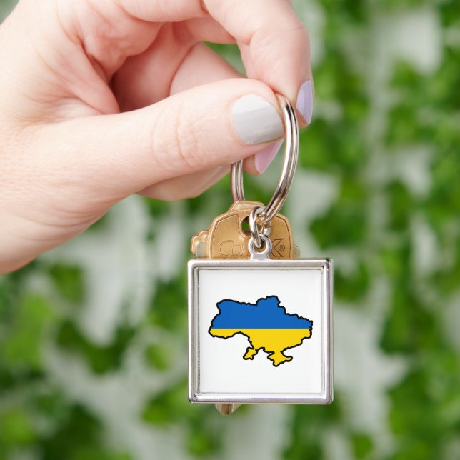 Ukrainian map. Ukrainian flag. Ukraine Key Ring (Hand)